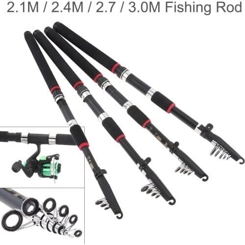 2.1m 2.4m 2.7m 3.0m Glass Fiber Telescopic Portable Fishing Rod Sea Pole Travel Sea Rock Rods