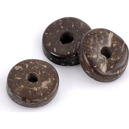200PCs Doreen Box Coconut Shell Spacer Beads Flat Round Coffee 12mm Dia. For DIY Jewelry Making Accessories Wholesale,Hole:2.7mm