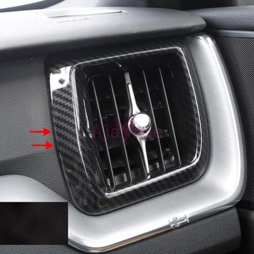 2018 Interior Carbon Fiber Dashboard Side Air Conditioning AC Vent Outlet Cover Chrome Car Styling For Volvo XC60 Accessories
