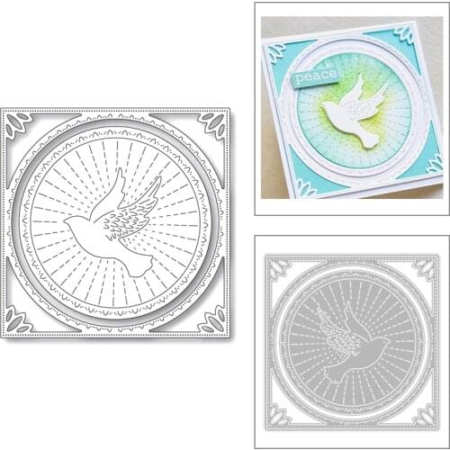 2020 New Square Frame Round Background Animal Bird Wing Metal Cutting Dies For Making Greeting Card Paper Scrapbooking No Stamps