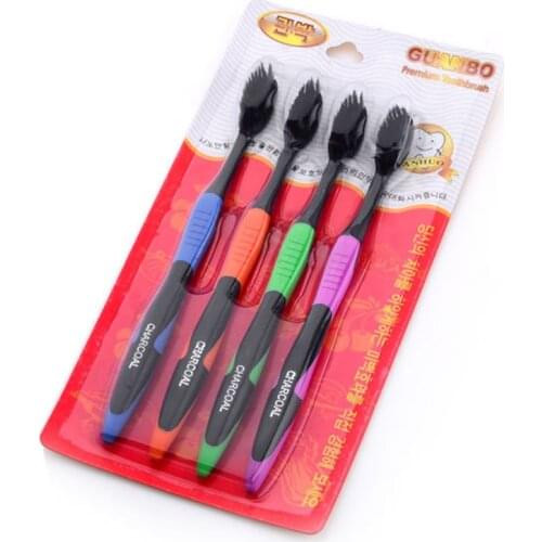 4Pcs/ Set Bamboo Charcoal Toothbrush Oral Dental Care Soft Nano Teeth Brush Set Soft Charcoal Brush Oral Care Toothbrush