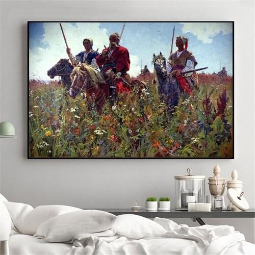 Abstract Art Creativity Field Cossacks Horse Poster Vitage Wall Art Retro Canvas Painting Scandinavian Decoration Home Picture