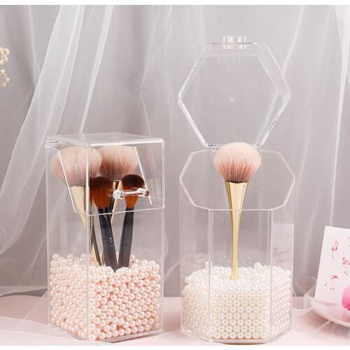 Acrylic Makeup Brush Holder Makeup Organizer Cosmetic Holder Lipstick Pencil Storage Container Transparent Storage Box Holder