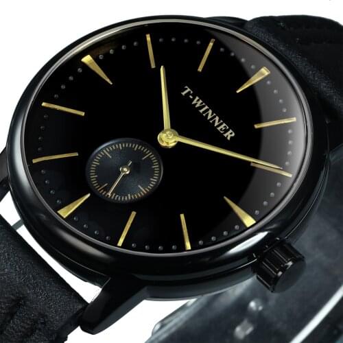 WINNER Official Simple Mechanical Watch Men Genuine Leather Band Pointer Fashion Brand Luxury Minimalist Watches For Lovers Gift