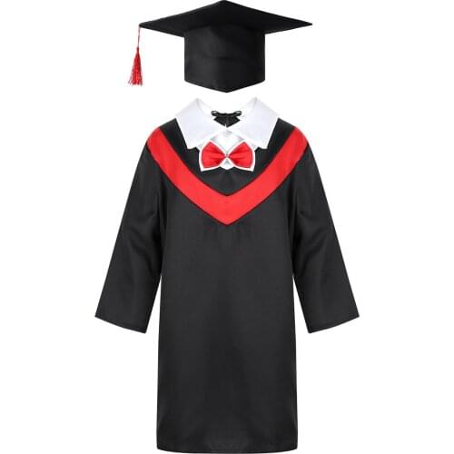 Kids Boys Girls Preschool Primary School Graduation Gown with Tassel Cap for Kids Students Role Play Costume Dress up Outfits