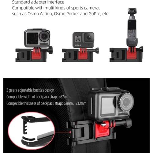 Universal Backpack Clamp Adjustable Clip Mount Knapsack Belt Camera Holder for GoPro Osmo Action Sports Camera Accessories r30