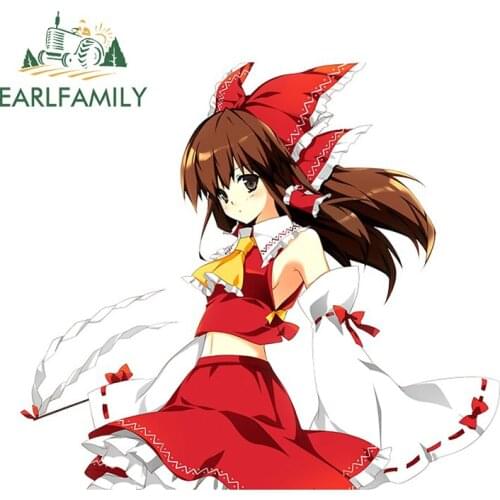 EARLFAMILY 13cm x 6.9cm for Touhou Reimu Camper Car Stickers Motorcycle Helmet Vinyl Material Fashion Occlusion Scratch Decal