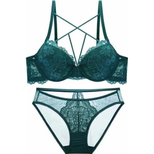 French Sexy Gathered Top Lace Underwear Ladies Hollow Bra Temptation Beautiful Back Bra Set Lingerie Set Sexy Bra Panty Set