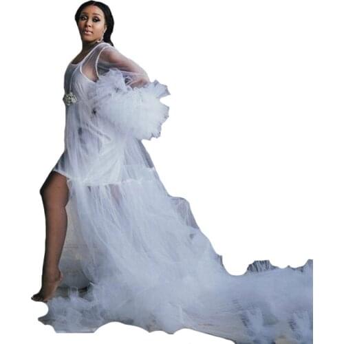 Maternity Bathrobe for Women Soft Lace Tulle Full Length Lingerie Nightgown Pajamas Sleepwear Womens Gowns Housecoat Nightwear