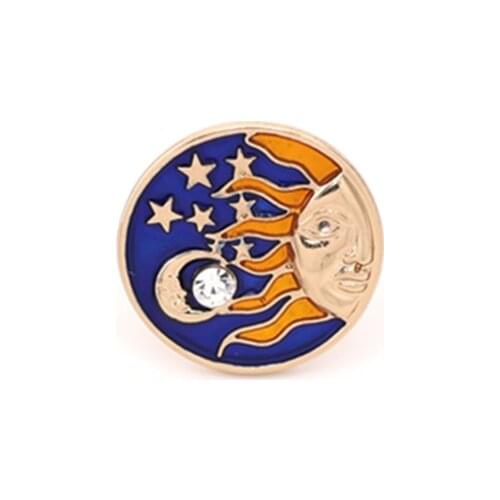 SRCOI Round Multicolor Enamel Moon Star Sun Rhinestone Adjustable Finger Ring 2019 New Fashion Simple Open Ring Party Jewelry