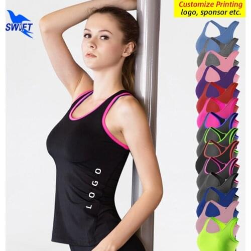 Customized LOGO Compression Yoga Tops Women Gym Sportswear Vest Fitness Sleeveless Running Shirt Quick Dry Elastic Yoga Tank Top