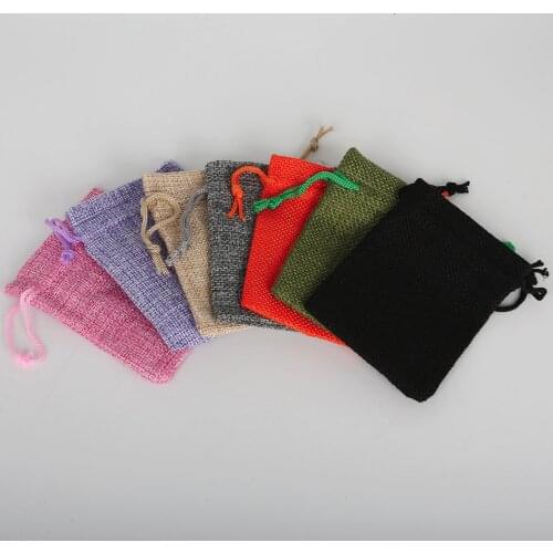 7x9cm Birthday/Wedding/Christams Party Linen Cotton Drawstring Gift Bags Wholesale Fashion Chram Jewelry Packaging Candy Pouch