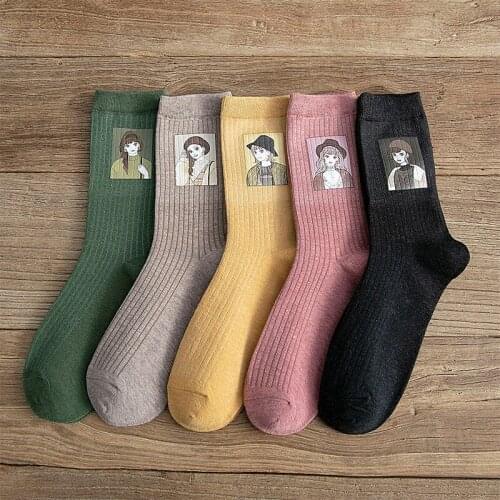 Spring Autumn New Product Casual Korean Style Women Print Cotton Tide Short Socks Fasoion INS Japanese Harajuku Version of Socks