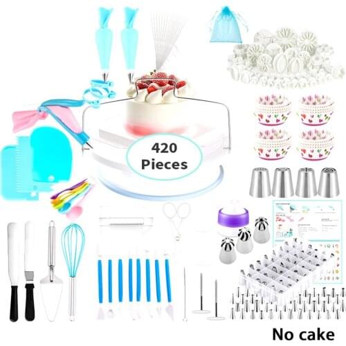 420pcs/set High Quality Cake Stand Craft Turntable Set Platform Cupcake Rotating Plate Revolving Cake Baking Decorating Tools
