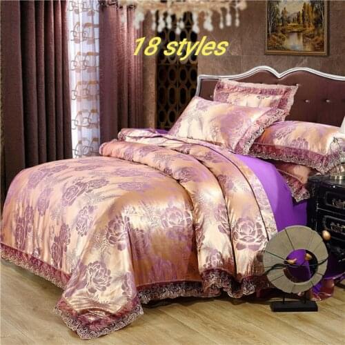 2020 Luxury 2 Or 3pcs Bedding Set Satin Jacquard Duvet Cover Sets 1 Quilt Cover + 1/2 Queen Pillowcases Twin King Full