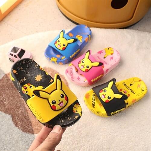 2021 Cartoon Pokemon Slippers Kawaii Pikachu Figure Anti Skid Sandals for Boys and Girls Shoes Children Birthday Party Gifts
