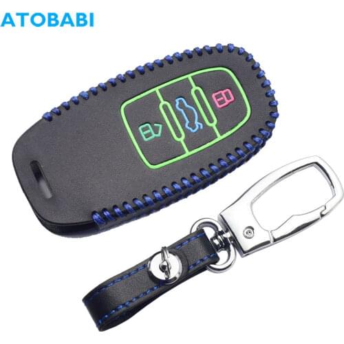 Luminous PU Leather Car Key Case For Audi A3 A4 A5 A6 A7 A8 Q5 Q7 R8 S5 S7 Q5 RS Remote Cover Protector Keyless Keychain Jacket