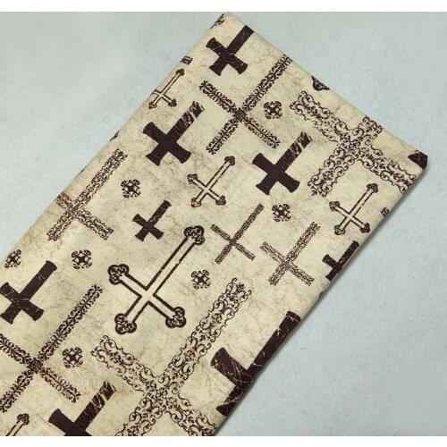 Vintage Various Christian Cross Printed Cotton Fabric 50x105cm Jesus Bible Cross Fabric Patchwork for Cloth Dress Home Decor
