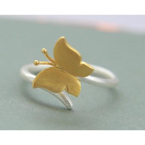 925 Sterling Silver Butterfly Open Rings For Women Hypoallergenic Fashion Girl Sterling-silver-jewelry