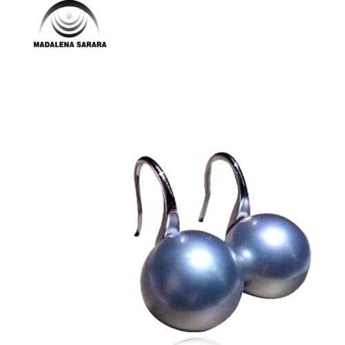 MADALENA SARARA AAA 9mm Natural Grey Pearl Saltwater Pearl S925 Sterling Silver Stud Earring Simple Pop Earrings Customizable