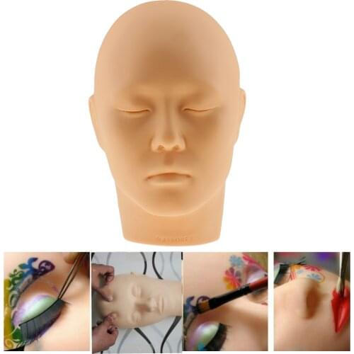 10'' SOFT SILICONE Training Mannequin Head Practice Cosmetology Manikin Doll for EYELASHES FACE LIP MAKEUP MASSAGE TATTOO