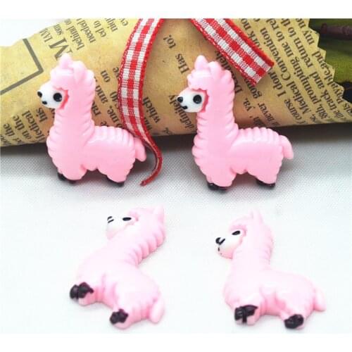 10PCS 27mmX33mm Pink Resin Flatback Alpaca Miniatures|Resin Lama Pacos Scrapbooking Miniatures|Resin Flatback Alpaca Charms