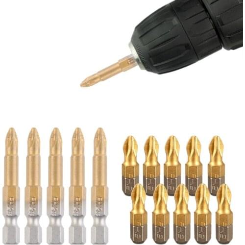 10Pcs/5Pcs PH2 Magnetic Screwdriver Drill Bits 25mm/50mm Non-Slip Titanium Coated Hexagon Electric Bits Power Tools