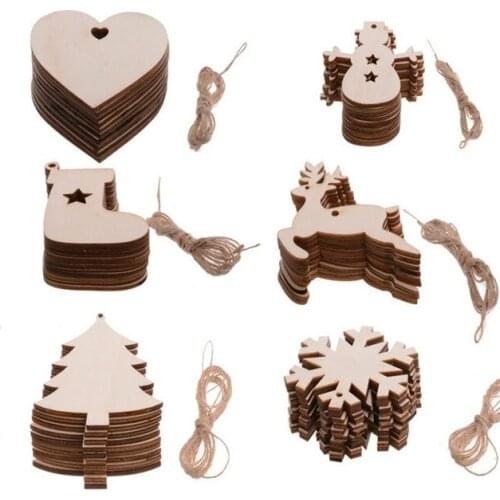 10Pcs Creative Wooden Christmas Pendant Christmas Tree Accessories Home Decoration Christmas Decorations for Home