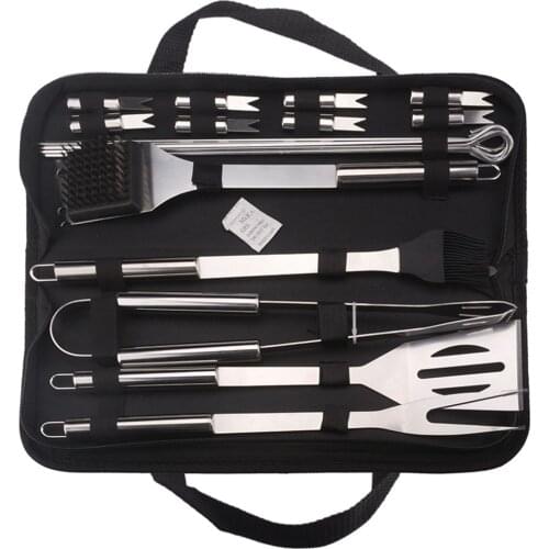 20pcs/set Bbq Grill Kit Outdoor Barbecue Utensil Grilling Stainless Kit Utensils Kit In Portable Case