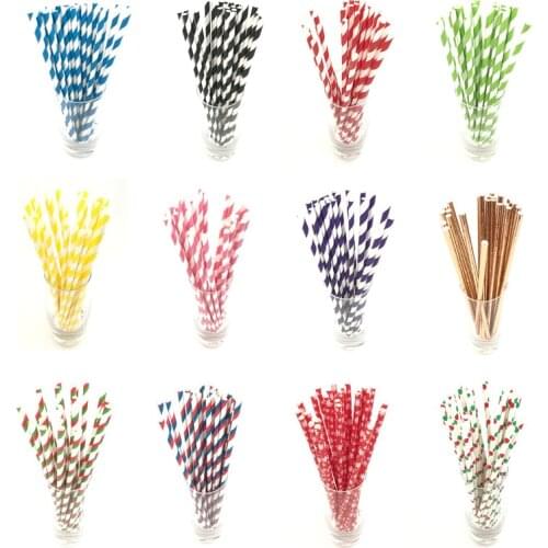 25pcs/pack Hot Sale Kawaii Cartoon Color Striped Paper Pipette Disposable Kraft Paper Straw Biodegradable Drinkware Straw
