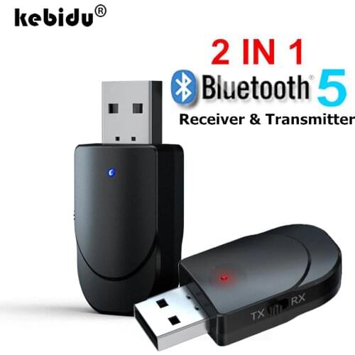 Bluetooth 5.0 Audio Receiver Transmitter 2 IN 1 Mini 3.5mm Jack AUX USB Stereo Music Wireless Adapter for TV Car PC Headphones