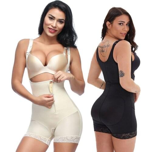 Plus Size Bodysuit Shapewear Women Latex Waist Trainer Full Body Shaper Slimming Waist Underwear Modeling Strap Open Crotch Faja