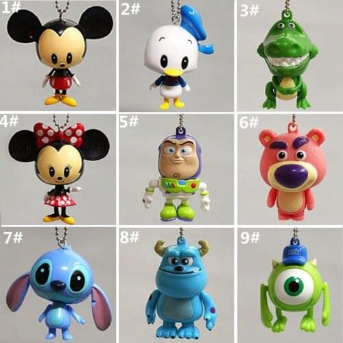 Disney Figures Toy Story Minions Stitch Mickey Mouse Minnie Mouse Donald Duck Keychain Doll DIY Key Chain Kids Girl Gift