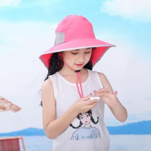 Kids Beach Sun Hat Wide Brim Bucket Cap Boys Girls Outdoor Travel Camping Fisherman Cap Sunshade UV Protection Sportswear