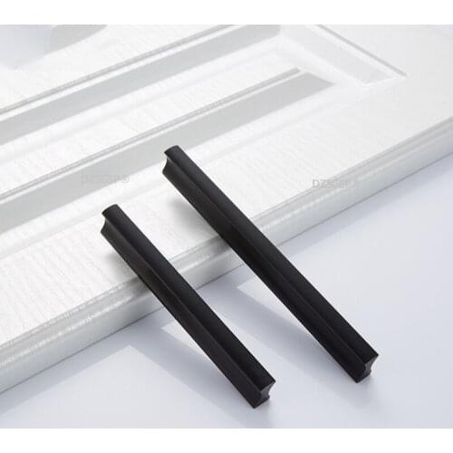 Drawer cupboard hardware Modern Zinc Aolly silver black door closet handle mirror kitchen cabinet pull dooroom knob