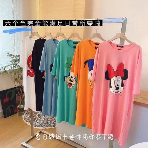 Disney mickey mouse Cartoon minnie short-sleeved t-shirt womens robes loose nightdress