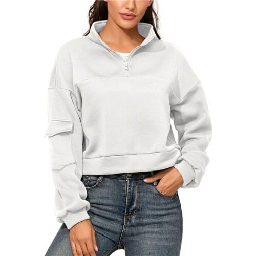Hirigin Spring Autumn Women Long Sleeve V-Neck Sweatshirt Casual Loose Harajuku Style Tops Solid Color S-XL