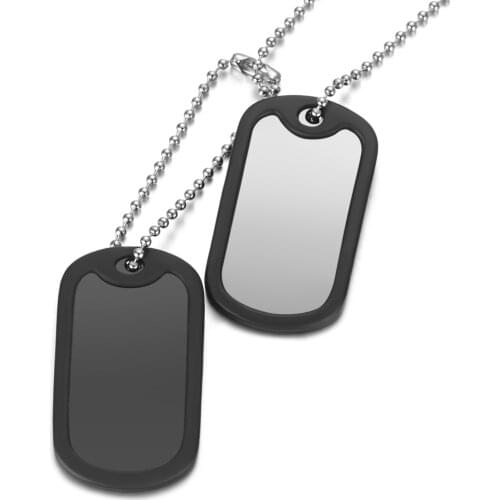 Customized Name Photo Military Army Dog Tags Stainless Steel ID Tags with Black Silicone Silencers SL-114
