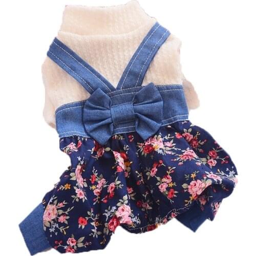 Korean Winter Dog Rompers Puppy Clothes Yorkie Chihuahua Clothes Dog Jean Jumpsuit Dog Onesie Dog Clothes Winter