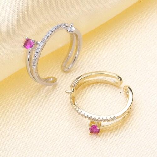 Double Strand Design Pearl Rings Settings S925 Sterling Silver Rings Components Silver&Gold Color 3Pcs/Lot