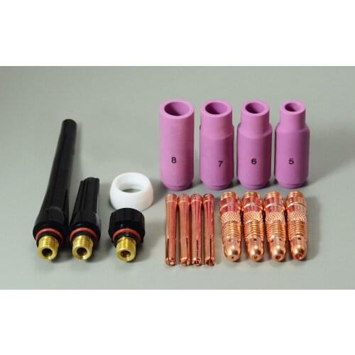 TIG KIT & WP SR 17 18 26 Series TIG Welding Torch Consumables Accessories 18CG Welding tools 16PK