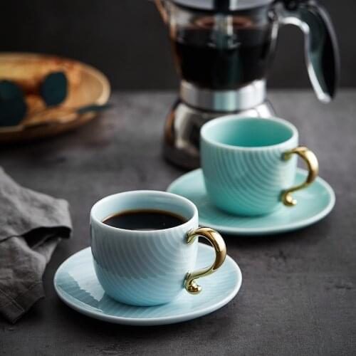 Creative Design 150ml Coffee Set Chinese Traditional Style Expresso Cappucino Lattie Cup and Saucer Ceramic Material