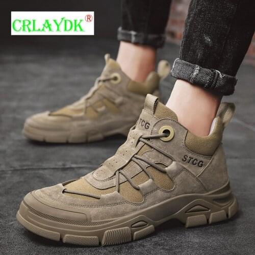 CRLAYDK Outdoor Mens Work Safety Shoes Comfortable Sports Hiking Boots Waterproof Puncture-Proof Ankle Sneakers Walking Botas