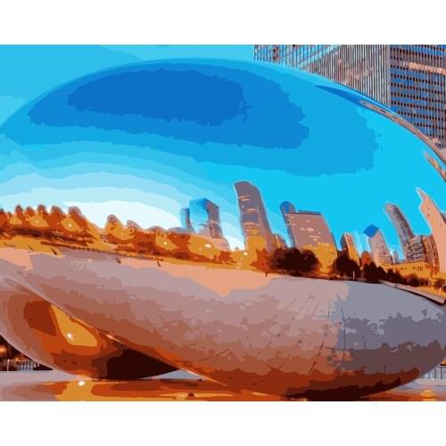 MaHuaf-j278 Chicago skyscrapers Millennium park painting by numbers paint canvas for home decor