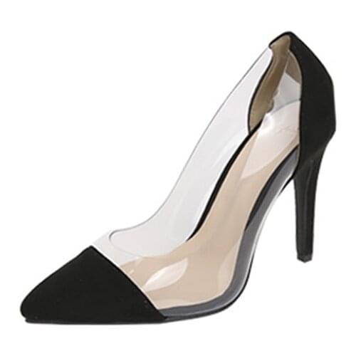 Small Fresh Patent Leather Pointed Stiletto Heels Shallow Mouth Transparent Shoe Edge Single Shoes 6cm 8cm Heel Size 33 42