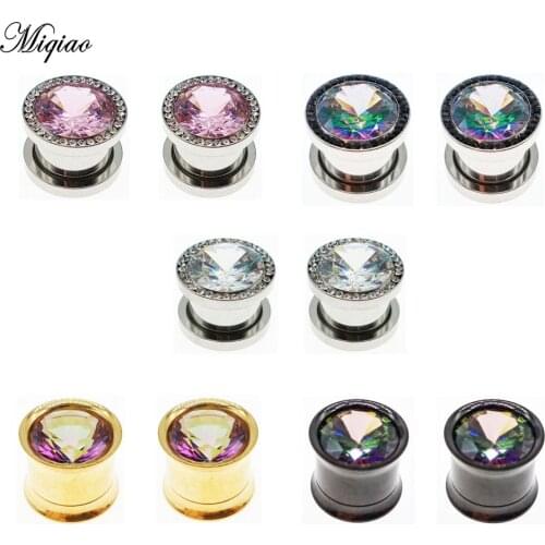 Miqiao 2pcs 6-16mm Stainless Steel Ear Gauge Plug Tunnels Flesh Skull Ear Strecher Expander Saddle Piercing Body Jewelry