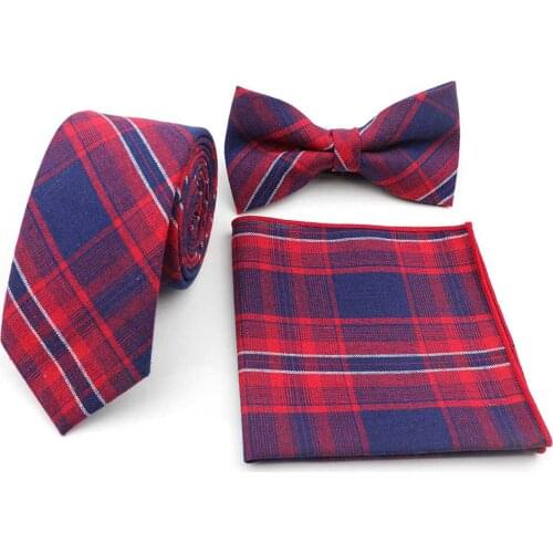 Mens Cotton Designer Skinny Striped Tie Bowtie Pocket Square Set Necktie Butterfly Handkerchief Lots