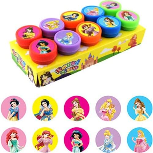 10pcs/Set Disney Princess Seals Childrens Cartoon Seals Set Toy Figures Stamp Cute Reward Birthday Gift To Children
