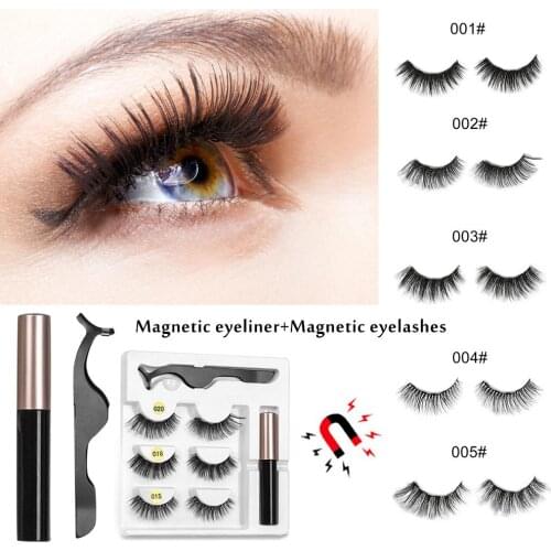 Magnet Eyelash Magnetic Liquid Eyeliner& Magnetic False Eyelashes & Tweezer Set Waterproof Long Lasting Eyelash Extension