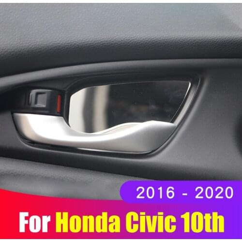 Stainless Steel Auto Inner Door Bowl Sticker interior moulding Covers For Honda Civic 10th 2016 2017 2018 2019 2020 Accessories